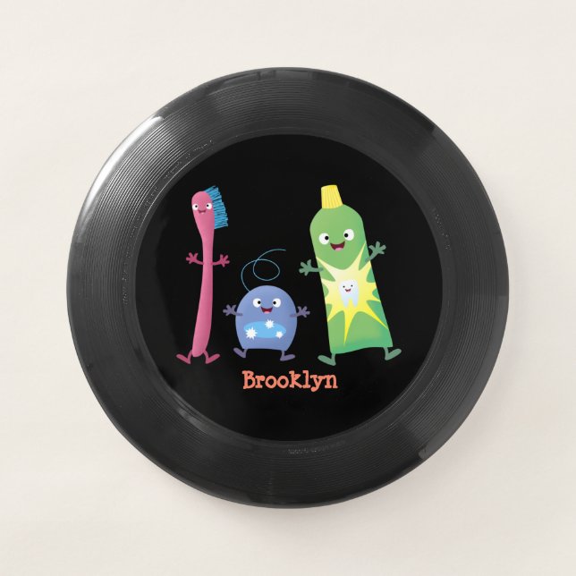 Cute toothbrush toothpaste dental floss cartoon Wham-O frisbee (Front)