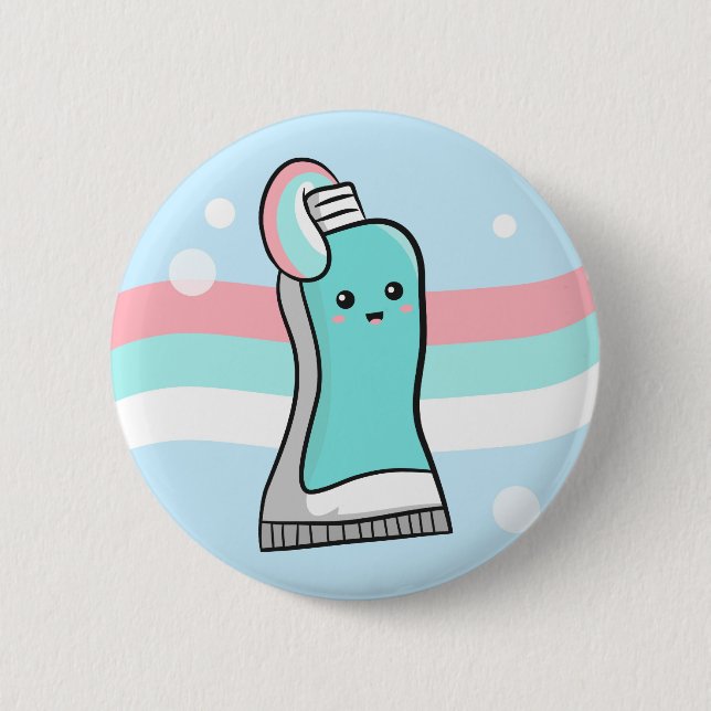 Cute Toothpaste Prefers to Be Hugged Lightly Pinback Button (Front)
