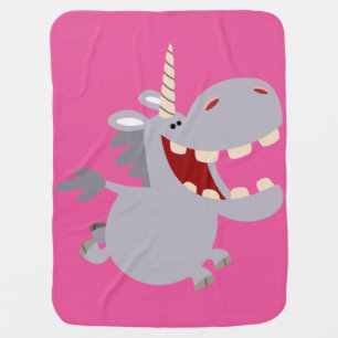 Cute Toothy Cartoon Unicorn Baby Blanket