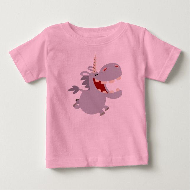 Cute Toothy Cartoon Unicorn Baby T-Shirt (Front)