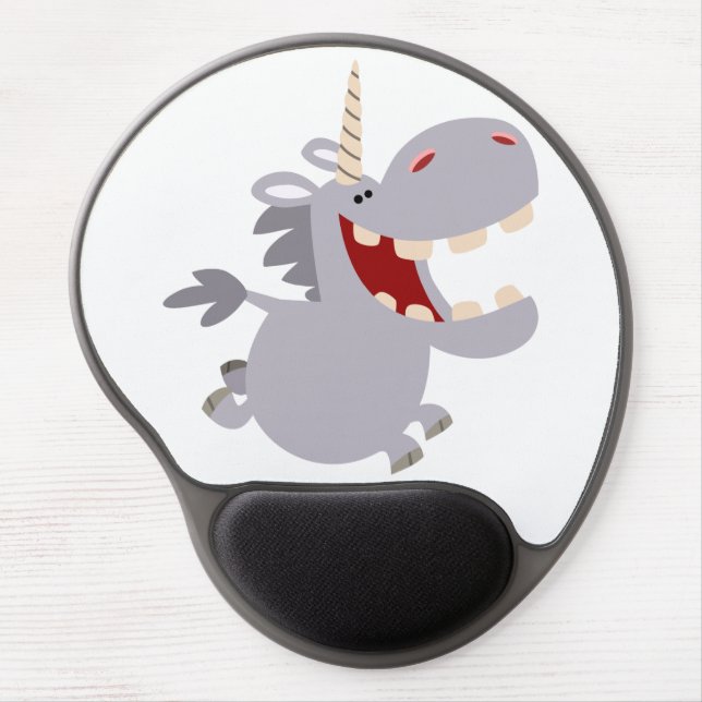 Cute Toothy Cartoon Unicorn Gel Mousepad (Front)