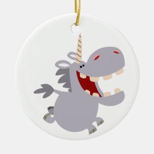Cute Toothy Cartoon Unicorn Ornament