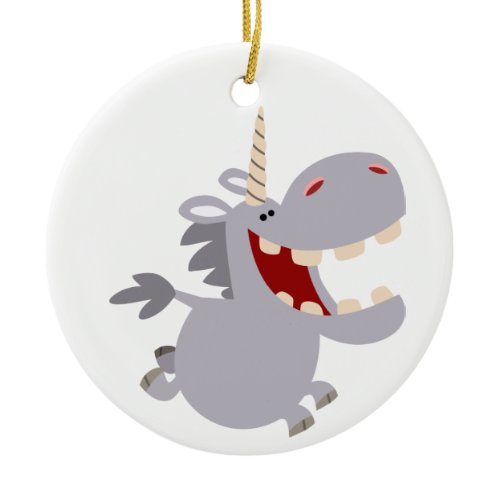 Cute Toothy Cartoon Unicorn Ornament