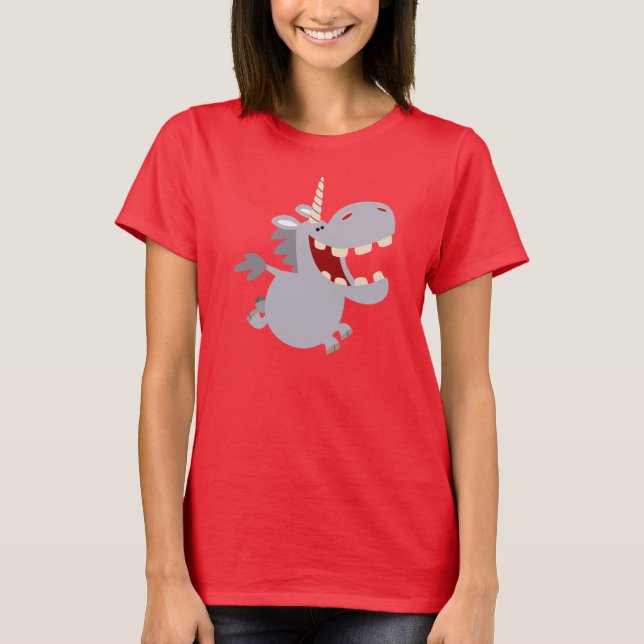 Cute Toothy Cartoon Unicorn Women T-Shirt (Front)