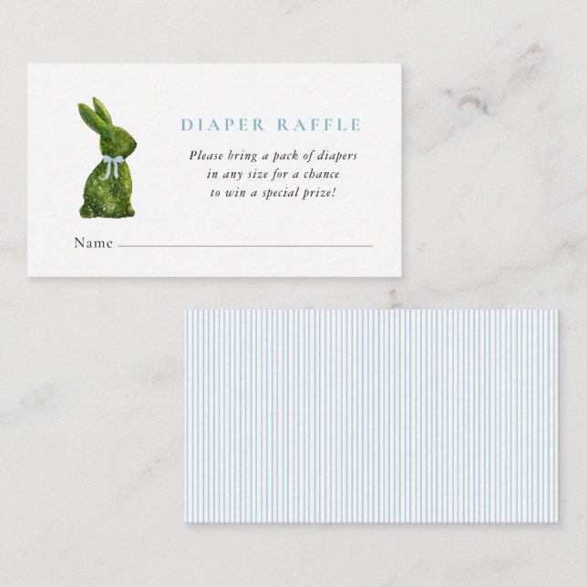Cute Topiary Rabbit Baby boy shower diaper raffle  Enclosure Card (Front/Back)