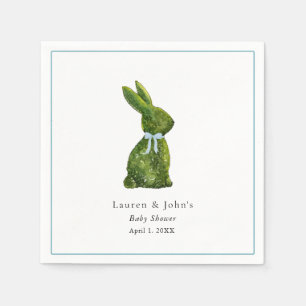 Cute Topiary Rabbit Boy Baby Shower Napkins
