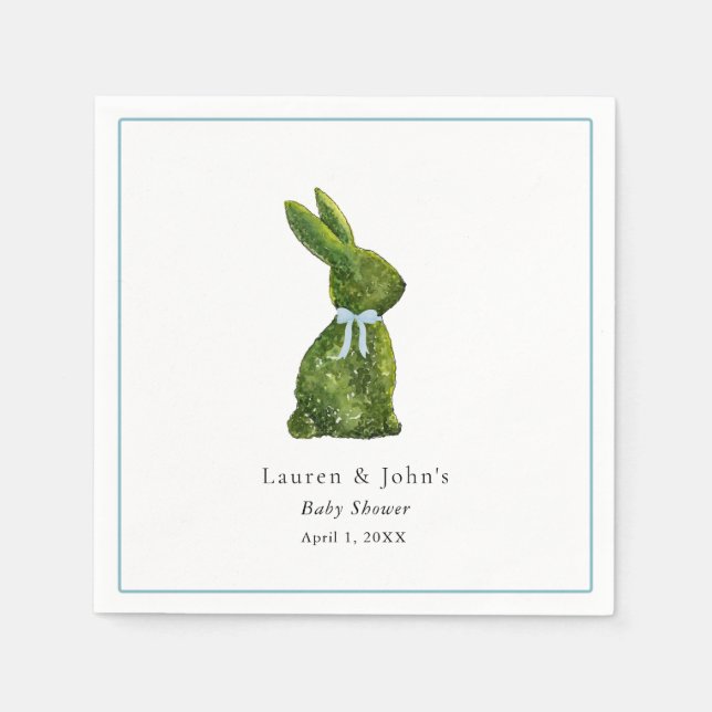 Cute Topiary Rabbit Boy Baby Shower  Napkins (Front)