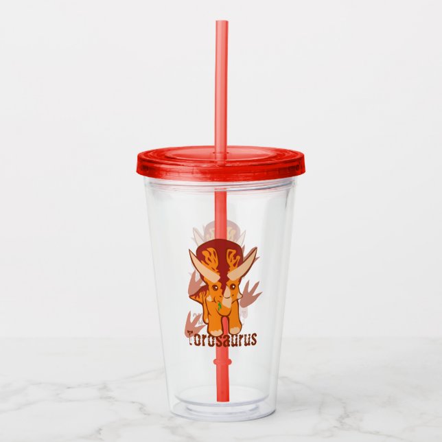 Cute Torosaurus Acrylic Tumbler (Front)