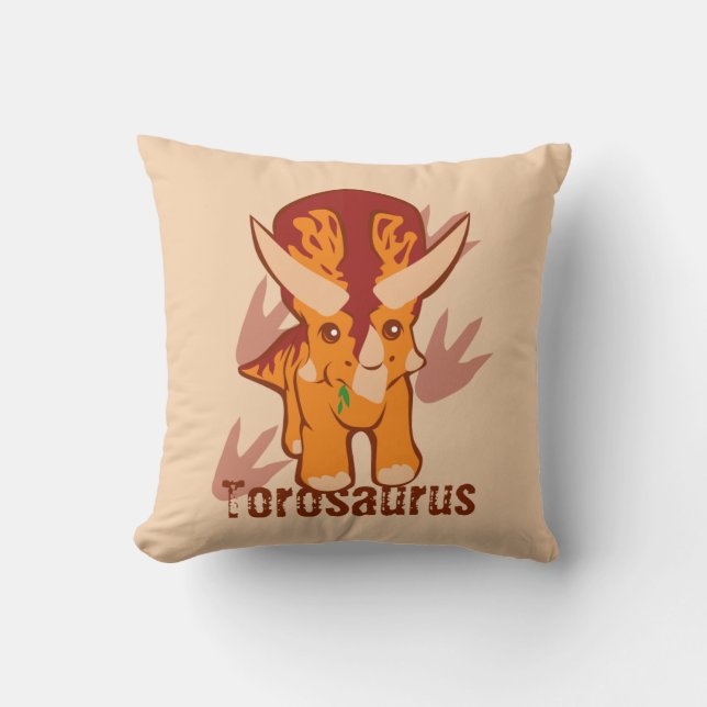 Cute Torosaurus Throw Pillow (Front)