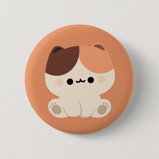 Cute Tortie Cat Button (Front)