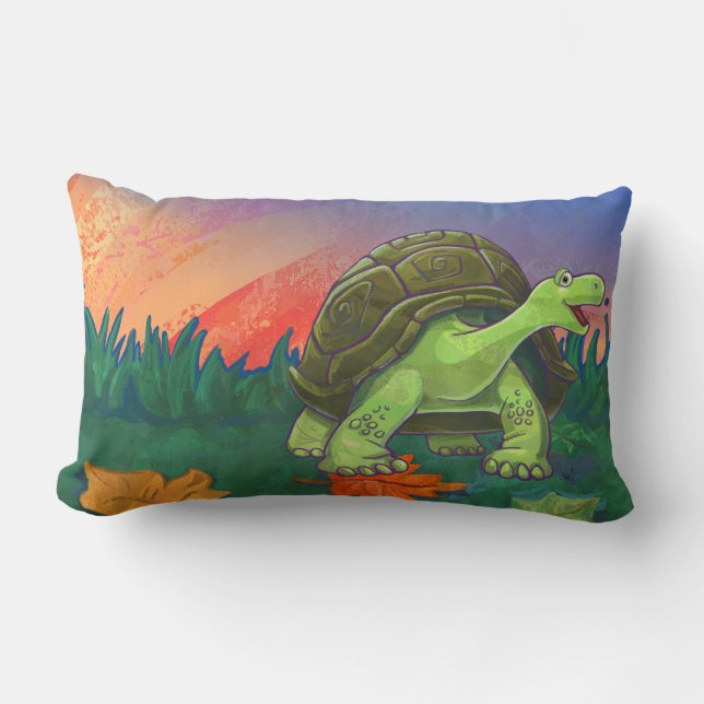 Cute Tortoise Heads and Tails Lumbar Pillow (Front)