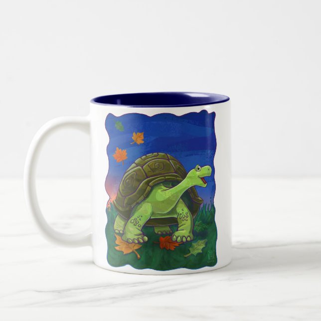 Cute Tortoise Heads and Tails Two-Tone Coffee Mug (Left)