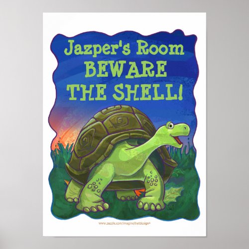 Cute Tortoise Personalized Room Poster