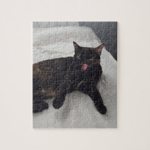 Cute Tortoise Shell Cat on Bed, Puzzles
