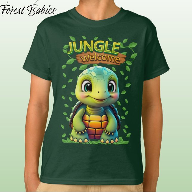 Cute Tortoise Unique Turtle Animal Cartoon Graphic T-Shirt (Cute Green Tortoise Wildlife Animal Character T-shirt Jungle Welcome Turtle Cartoon Graphic Tee 🐢)