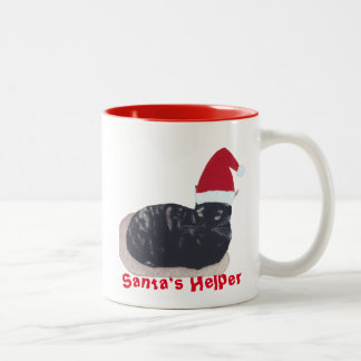 Cute Tortoiseshell Cat Santa Helper Mugs