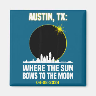 Cute Total Solar Eclipse Austin Skyline Magnet