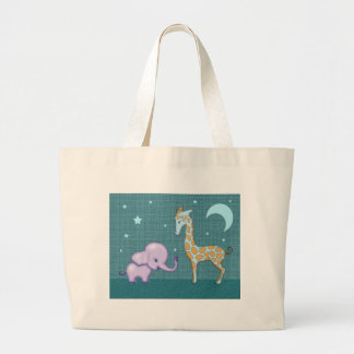 Cute Tote Bag with Elephant and Giraffe