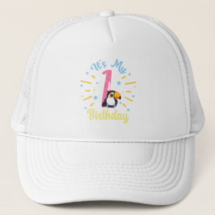 Cute Toucan 1st Birthday 1 Year Old Birth Girl  Trucker Hat