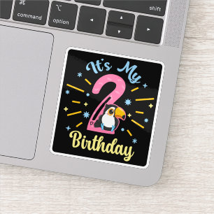 Cute Toucan 2nd Birthday 2 Year Old Birth Girl Sticker