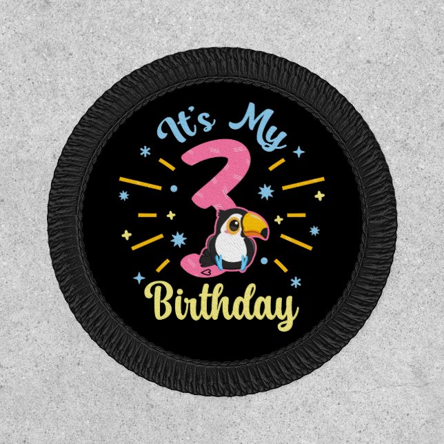 Cute Toucan 3rd Birthday 3 Year Old Birth Girl  Patch (Front)