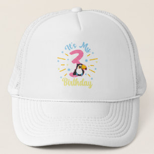 Cute Toucan 3rd Birthday 3 Year Old Birth Girl Trucker Hat