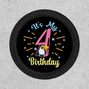 Cute Toucan 4th Birthday 4 Year Old Birth Girl  Patch