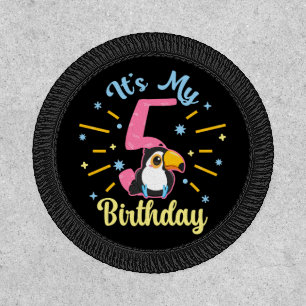 Cute Toucan 5th Birthday 5 Year Old Birth Girl  Patch