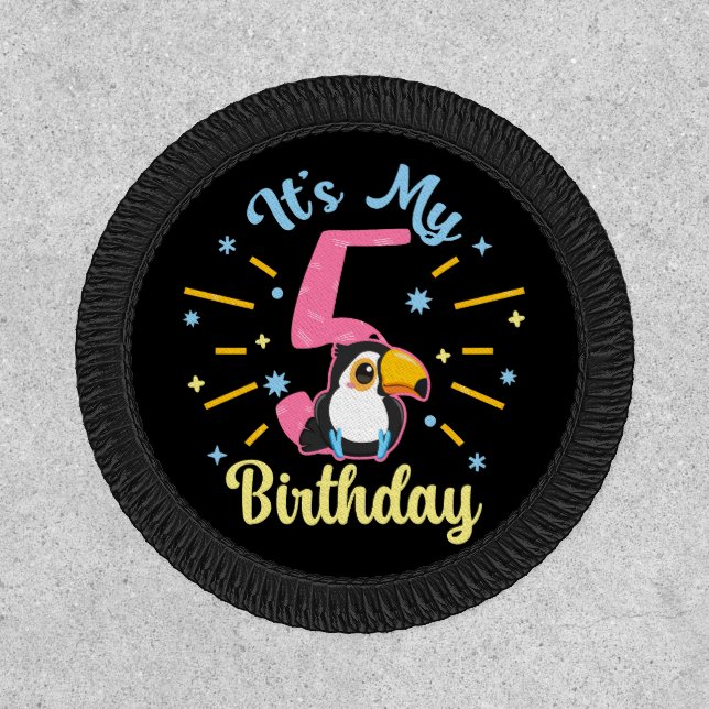 Cute Toucan 5th Birthday 5 Year Old Birth Girl  Patch (Front)