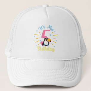 Cute Toucan 5th Birthday 5 Year Old Birth Girl Trucker Hat