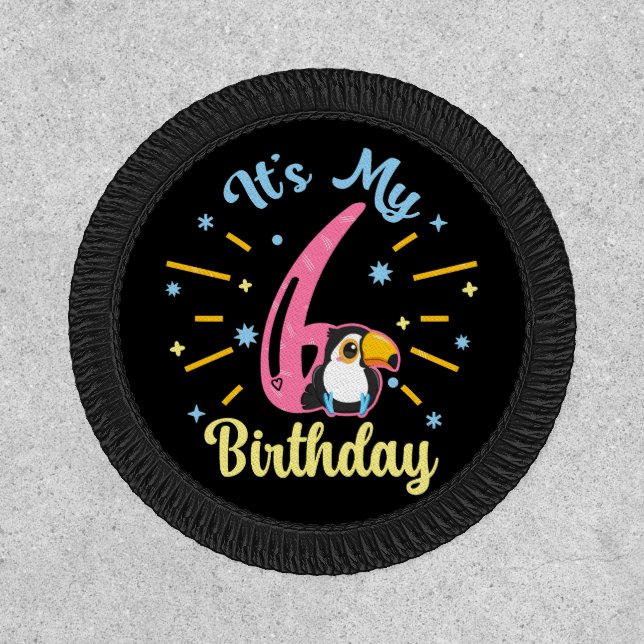 Cute Toucan 6th Birthday 6 Year Old Birth Girl  Patch (Front)