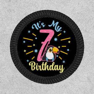Cute Toucan 7th Birthday 7 Year Old Birth Girl Patch
