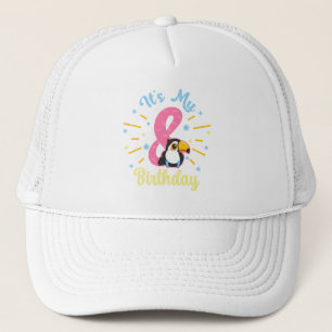 Cute Toucan 8th Birthday 8 Year Old Birth Girl Trucker Hat