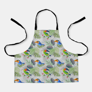 Cute Toucan bird, Everybirdy Pattern, Watercolors Apron