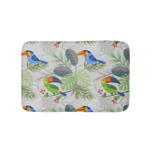 Cute Toucan bird, Everybirdy Pattern, Watercolors Bath Mat