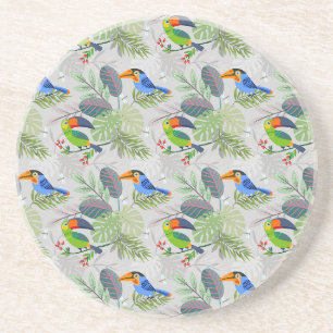 Cute Toucan bird, Everybirdy Pattern, Watercolors Coaster