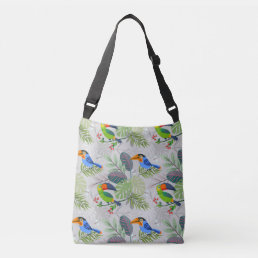 Cute Toucan bird, Everybirdy Pattern, Watercolors Crossbody Bag