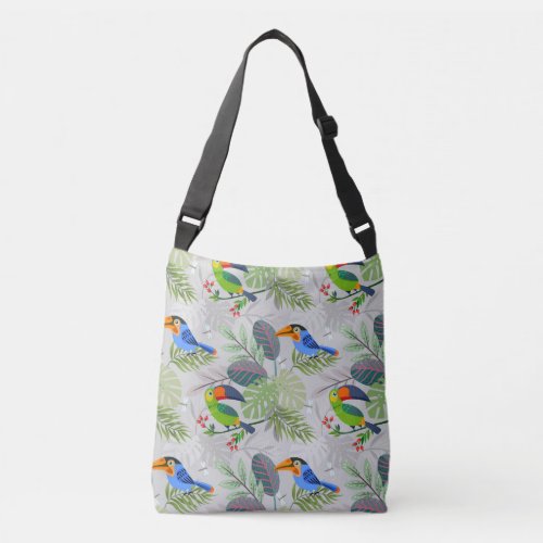 Cute Toucan bird Everybirdy Pattern Watercolors Crossbody Bag