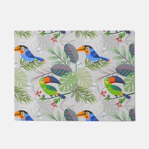 Cute Toucan bird Everybirdy Pattern Watercolors Doormat