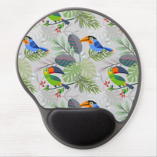 Cute Toucan bird Everybirdy Pattern Watercolors Gel Mouse Pad