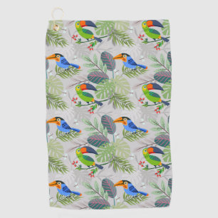 Cute Toucan bird, Everybirdy Pattern, Watercolors Golf Towel