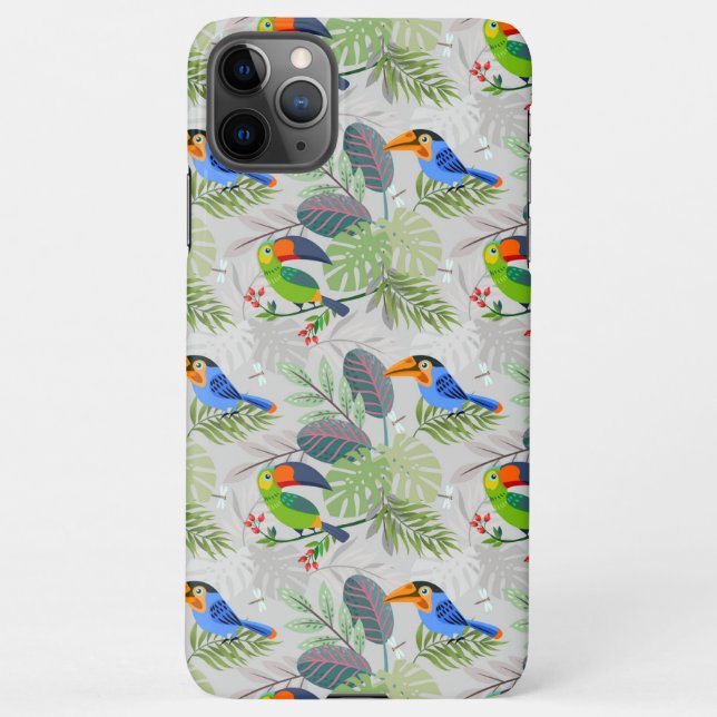 Cute Toucan bird, Everybirdy Pattern, Watercolors iPhone Case (Back)