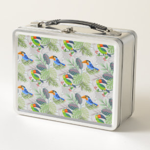 Cute Toucan bird, Everybirdy Pattern, Watercolors Metal Lunch Box