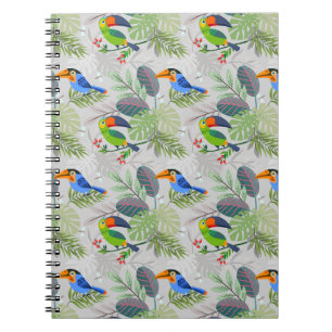 Cute Toucan bird, Everybirdy Pattern, Watercolors Notebook
