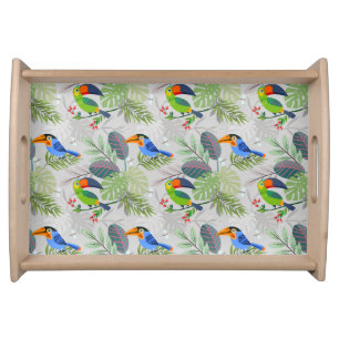 Cute Toucan bird, Everybirdy Pattern, Watercolors Serving Tray
