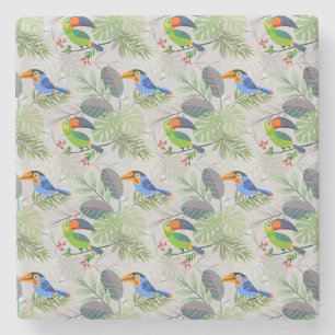 Cute Toucan bird, Everybirdy Pattern, Watercolors Stone Coaster