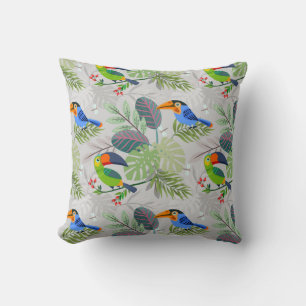 Cute Toucan bird, Everybirdy Pattern, Watercolors Throw Pillow