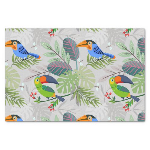 Cute Toucan bird Everybirdy Pattern Watercolors Tissue Paper