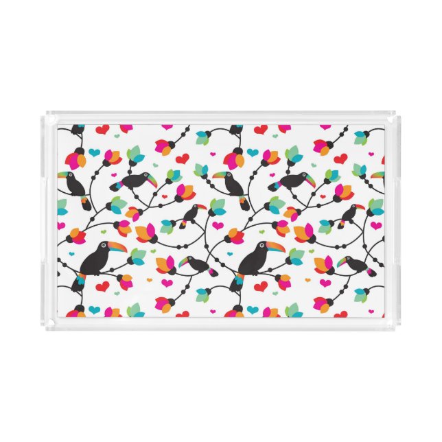 cute toucan bird tropical illustration acrylic tray (Front)