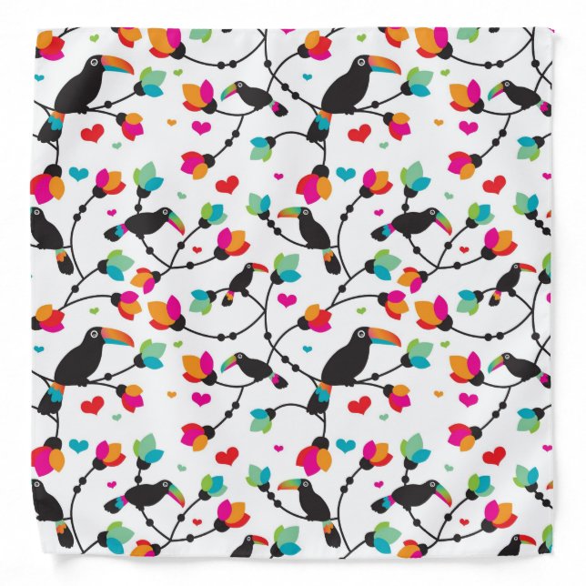 cute toucan bird tropical illustration bandana (Front)